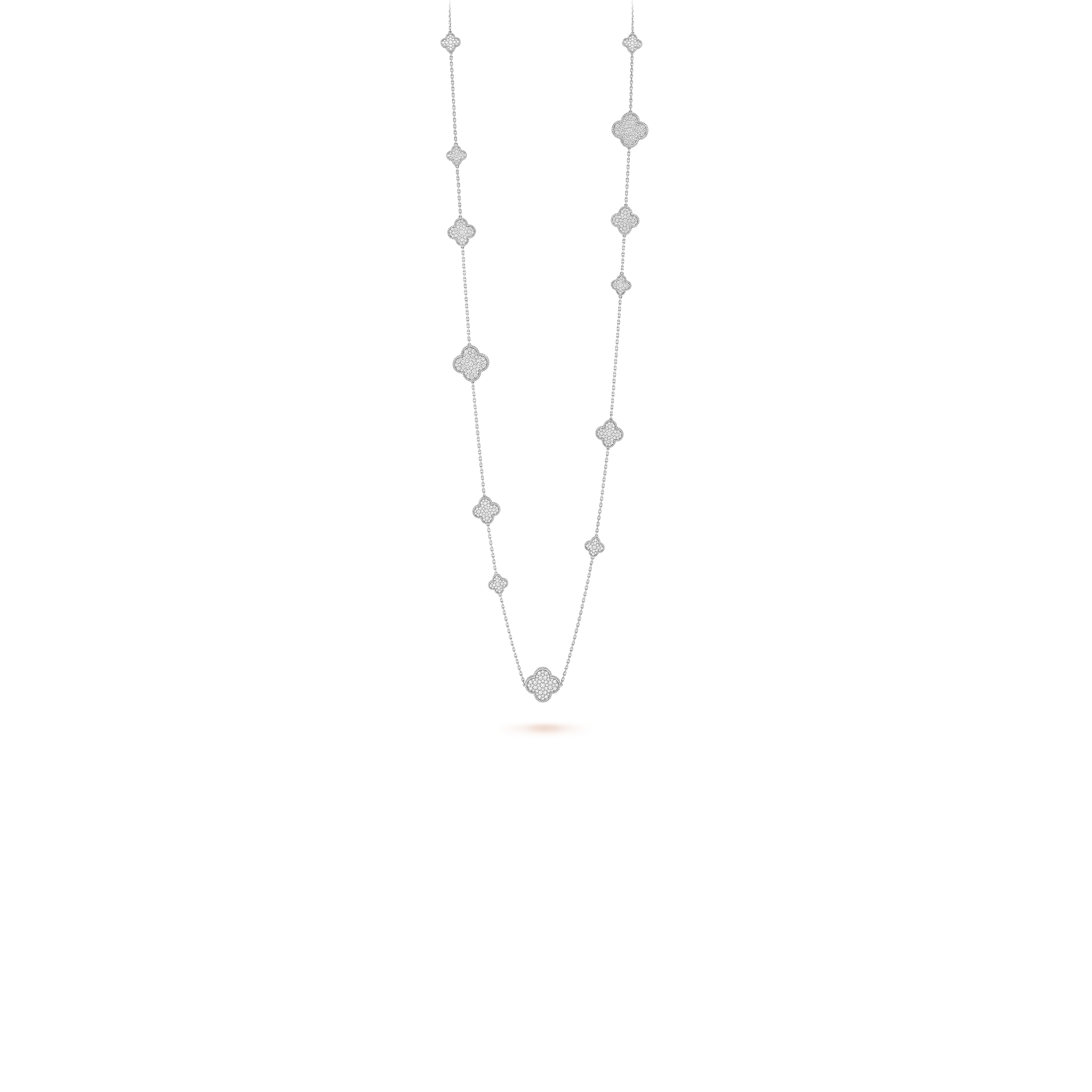 v*n cl*f arpels magic alhambra long necklace, 16 motifs - white gold, Di*m*nd vcarn9mo00